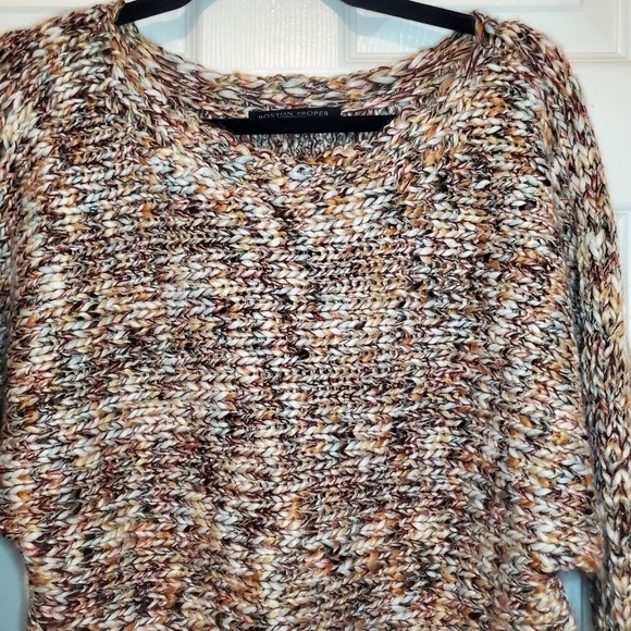 Boston Proper‎ XSmall Orange Chunky Knit Metallic Slouchy Pullover Sweat… - Picture 4 of 11